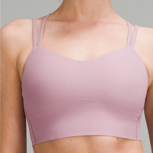 LULULEMON LIKE A CLOUD LONG LINE BRA B/C RIBBED ROSE BLUSH SIZE 12 NWT - Picture 2 of 7